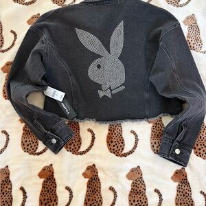 Playboy Cropped Black Denim Jacket